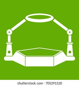 Table magnify icon white isolated on green background. Vector illustration