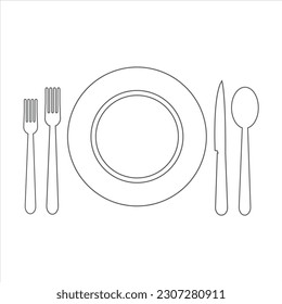 Table manner dining etiquette icon, ilustration design for education, cutlery icon, spon,Forks, knife,plate restaurant business.