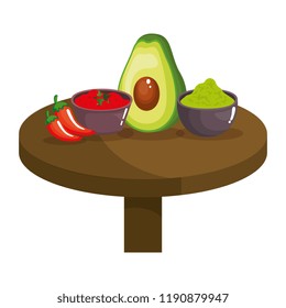 table with mexican food menu