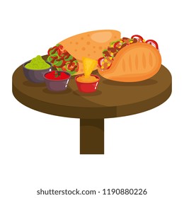 table with mexican food menu