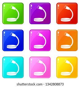 Table microphone icons set 9 color collection isolated on white for any design