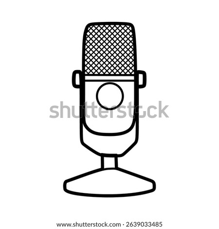 table microphone upright black and white simple line art