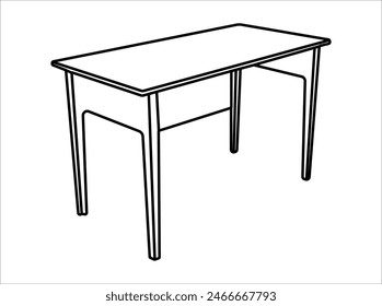 Table Minimalist Furniture, Minimalist Furniture of Interior table line logo
Vector image of a dining table in black and white for use in teaching materials. or preschool and home training for
