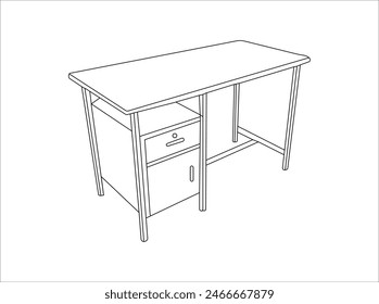 Table Minimalist Furniture, Minimalist Furniture of Interior table line logo
Vector image of a dining table in black and white for use in teaching materials. or preschool and home training for
