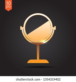 Table mirror with abstract reflection illustration. Interior item vector icon
