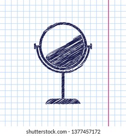 Table mirror with abstract reflection illustration. Interior item vector icon