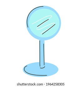 Table mirror on a white background. Isolated element in doodle style.