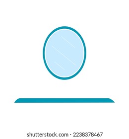 A table with a mirror. Vector hand drawn illustration isolated on white background.