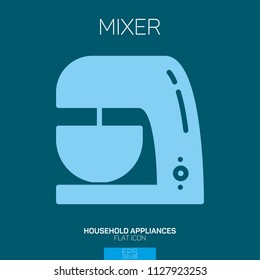 Table Mixer flat icon on blue