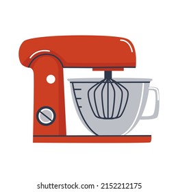Table mixer for whipping cream or kneading dough in the kitchen. Equipment for confectionery and bakery. Flat vector illustration. Eps10