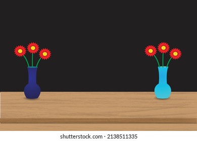 Table Mockup for any product With two flower vase Vector