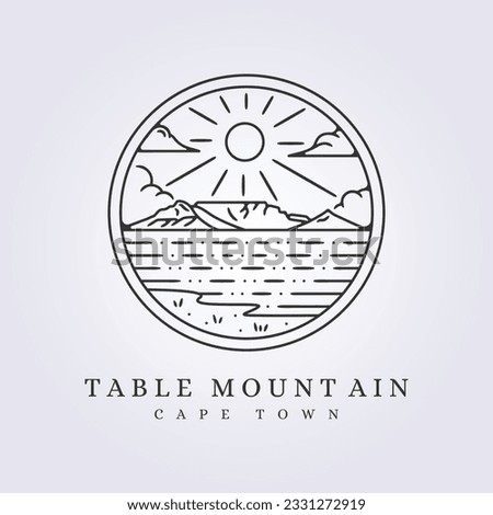table mountain cape town logo vector illustration design simple line art emblem badge template background