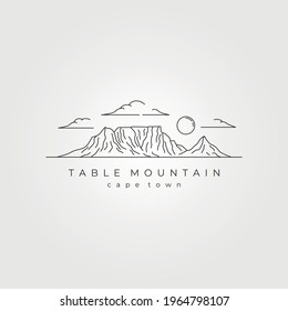 table mountain landscape line art vector symbol illustration design, cape town national park line art style