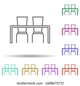 table multi color style icon. Simple thin line, outline vector of furniture icons for ui and ux, website or mobile application