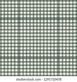 Table napkin texture. Kitchen towel. Green check plaid pattern. Textile flax fabric. Vector illustration.