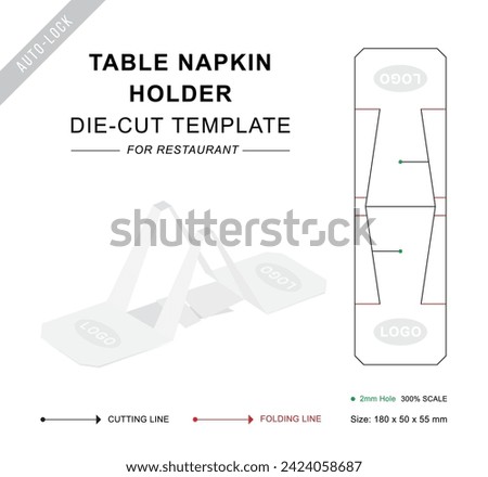 Table Napkin or Tissue holder die cut template for Hotel