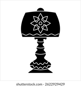 Table Night Lamp Icon, Desk Night Lamp Icon Vector Art Illustration