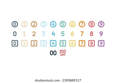 Table of numbers from 0 to 9, displayed in a grid format with alternating circles and squares. The numbers are arranged in a very organized and orderly manner, making it easy to read