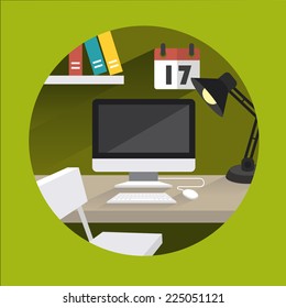 Table office computer vector illustration