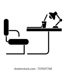 table office sideview icon, vector illustration, black sign on isolated background
