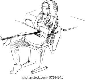 at the table on a chair