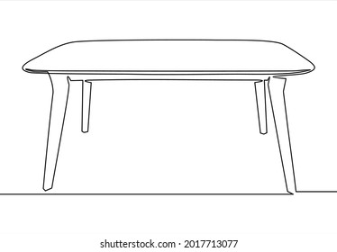 table on line drawing on white isolated background.Continuous line.