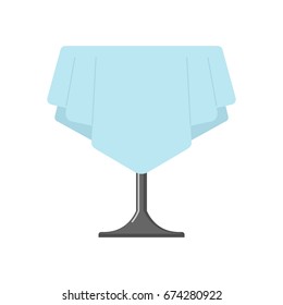 Table on one leg with tablecloth isolated. Cafe Furniture on white background
