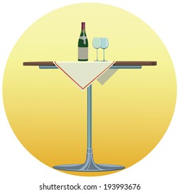 table  on which there is a bottle of wine and wine glasses
