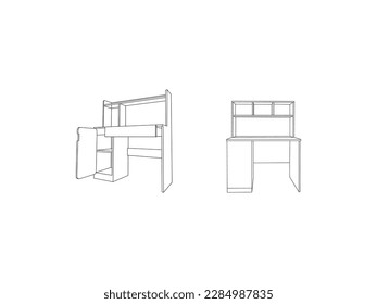 Table Outline for Children Coloring Book with vector illustration. kids Computer table outline icon.Furniture and home interior symbol stock vector illustration . isolated on white background.