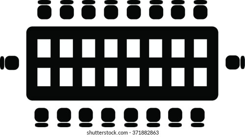 Table with paper for meeting,ten person