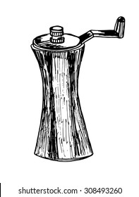 table pepper mill sketch vector illustration