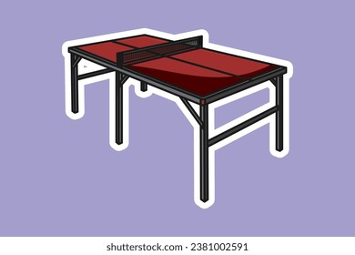 Table for Ping-Pong or Table Tennis Sticker vector illustration. Sports objects icon concept. Metal table for playing table tennis game sticker design logo with shadow.
