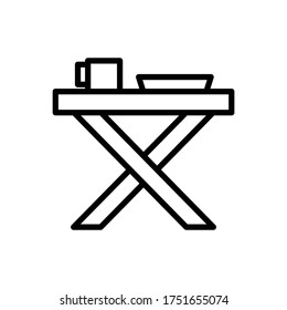 Icono de tabla, plato, taza. Línea simple, contorno de elementos vectoriales de iconos de acampada para ui y ux, sitio web o aplicación móvil