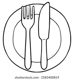 table plate manner "finished" illustration hand drawn outline vector