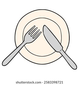 table plate manner "pause" illustration hand drawn isolated vector