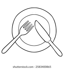 table plate manner "pause" illustration hand drawn outline vector