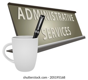 Table plate office for Administrative Services. Vector illustration.