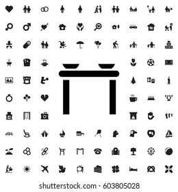 Table with plates and pan icon illustration isolated vector sign symbol. family icons vector set.
