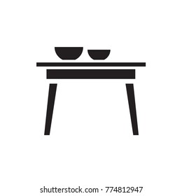 table with plates and pan icon illustration isolated vector sign symbol