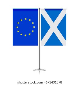 table politic flags of eu and scotland