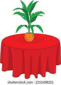 Table and pot vector art and illustration