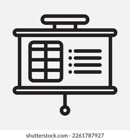 Table presentation icon in line style, use for website mobile app presentation