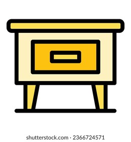 Table production icon outline vector. Wood manufacture. Factory work color flat