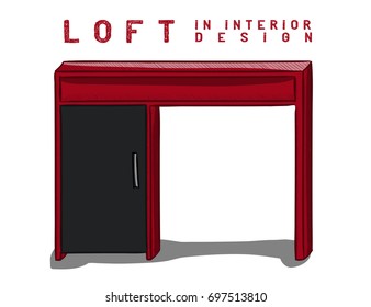 Table in red color. Loft in interior design eps 10 illustration