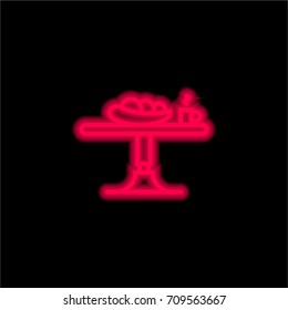 Table red glowing neon ui ux icon. Glowing sign logo vector
