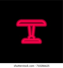 Table red glowing neon ui ux icon. Glowing sign logo vector
