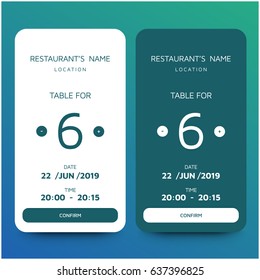 Table Reservation Card UI Screen Design With Date and Time Details