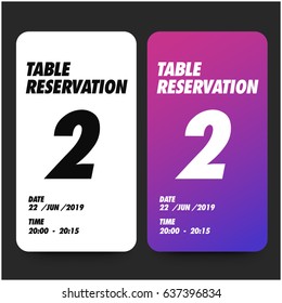 Table Reservation Card UI Screen Design With Date and Time Details