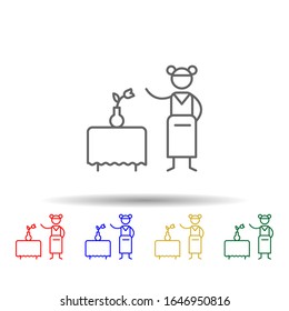 Table reservation, waitress multi color style icon. Simple thin line, outline vector of Restaurant icons for ui and ux, website or mobile application