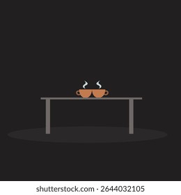 Table in restaurant for coffee or cha.